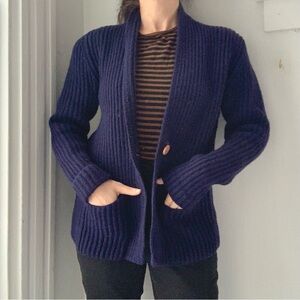 vintage L.L.Bean wool wide-ribbed knit long chunky cardigan